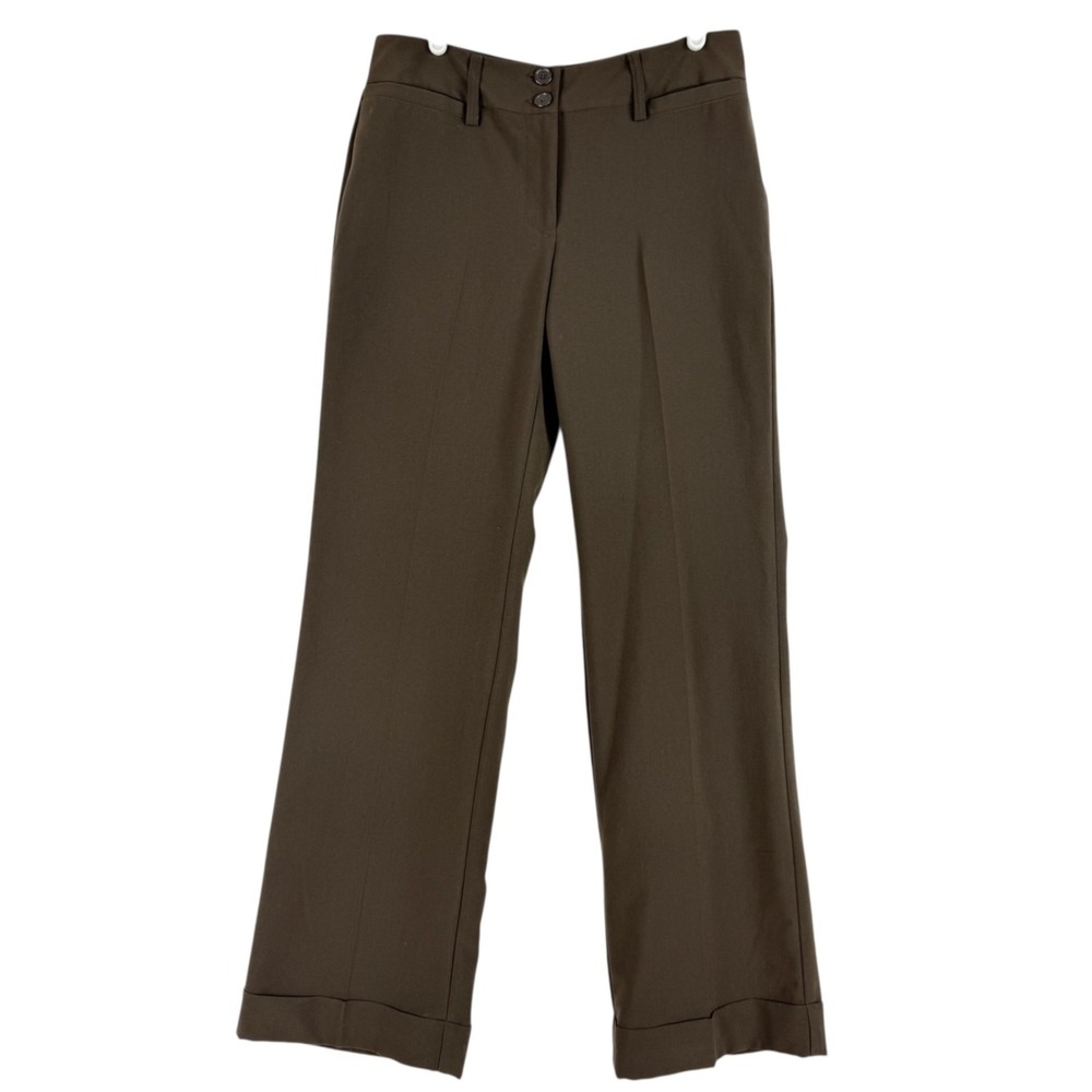 Danielle B. Women's Dress Pants Sz 6 Wide Leg Mid Rise Stretch Brown Zip Closure